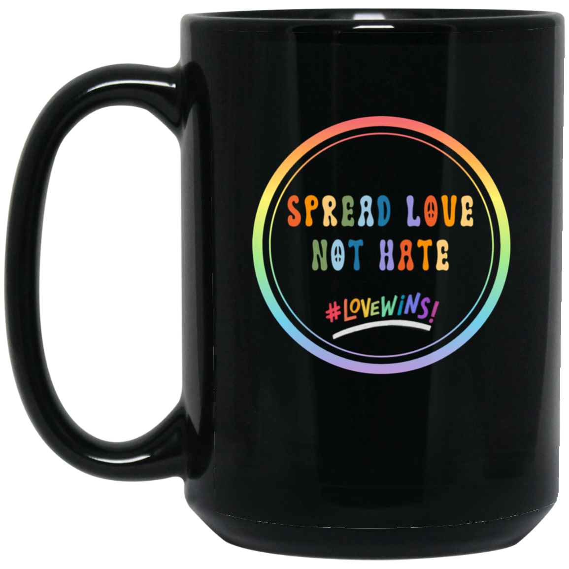 Spread Love 15 oz. Black Mug