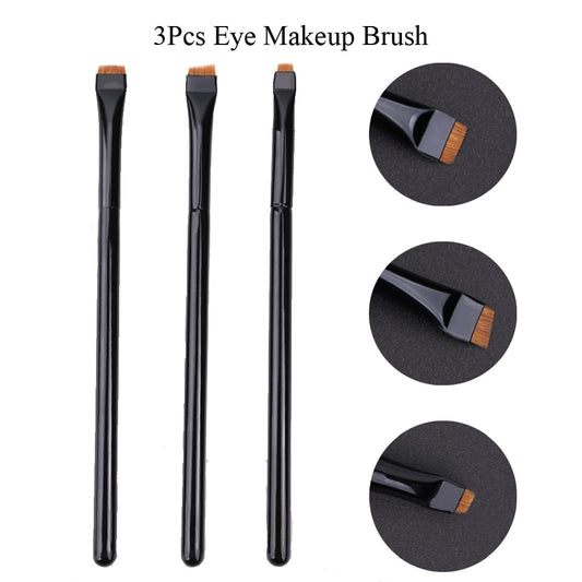 Professional Eyeliner Brush High Quality Black Flat Eyebrow Application Lip Tools Cosmetic Makeup Instruments Supplies Kit 2/3pc