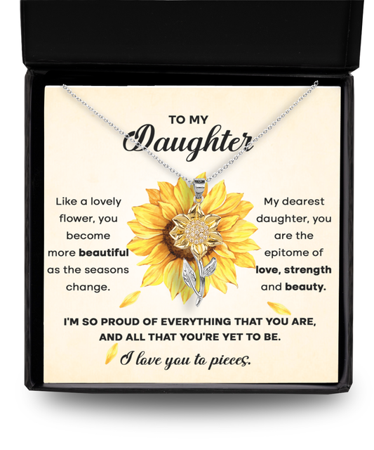 To My Daughter Sunflower Pendant