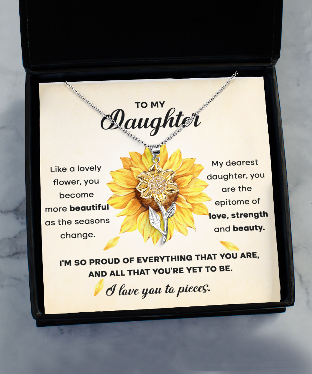 To My Daughter Sunflower Pendant